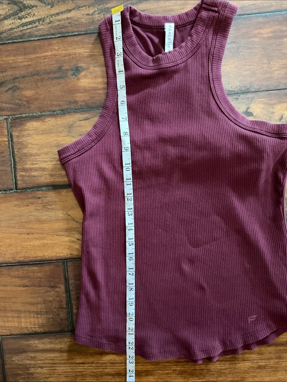 Fabletics Ribbed Wine Tank Top With Shelf Bra - Picture 3 of 5